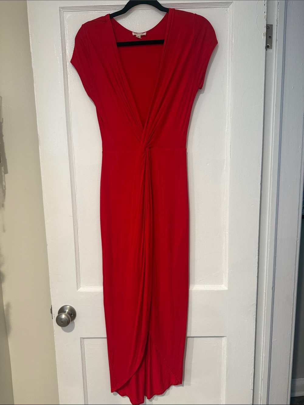 Rolla Coster Red Twist-Front Midi Dress